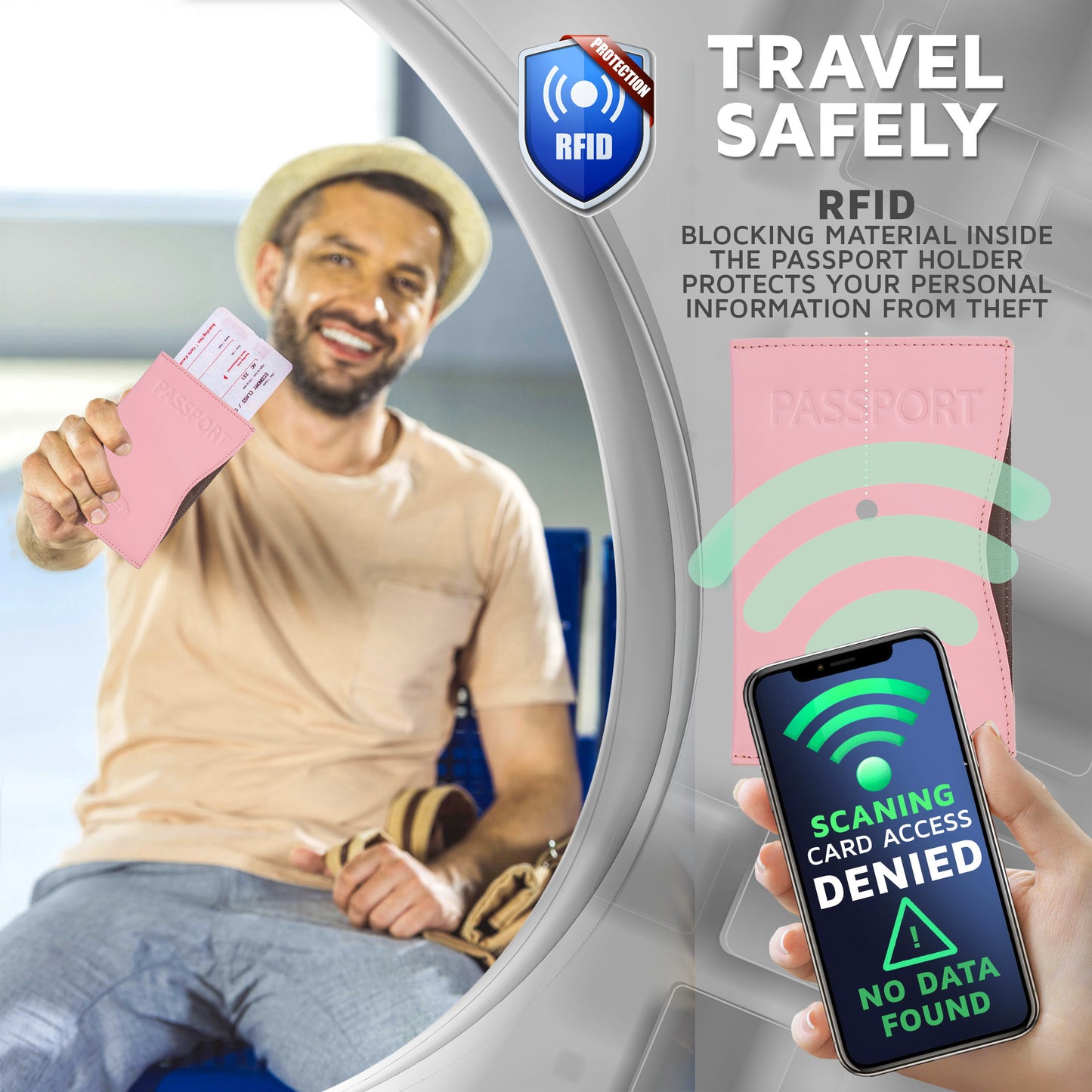 Alban RFID Passport Holder Women Men RFID Blocking Travel Passport Wallet Case Genuine Pink Leather Passport Cover porta pasaporte
