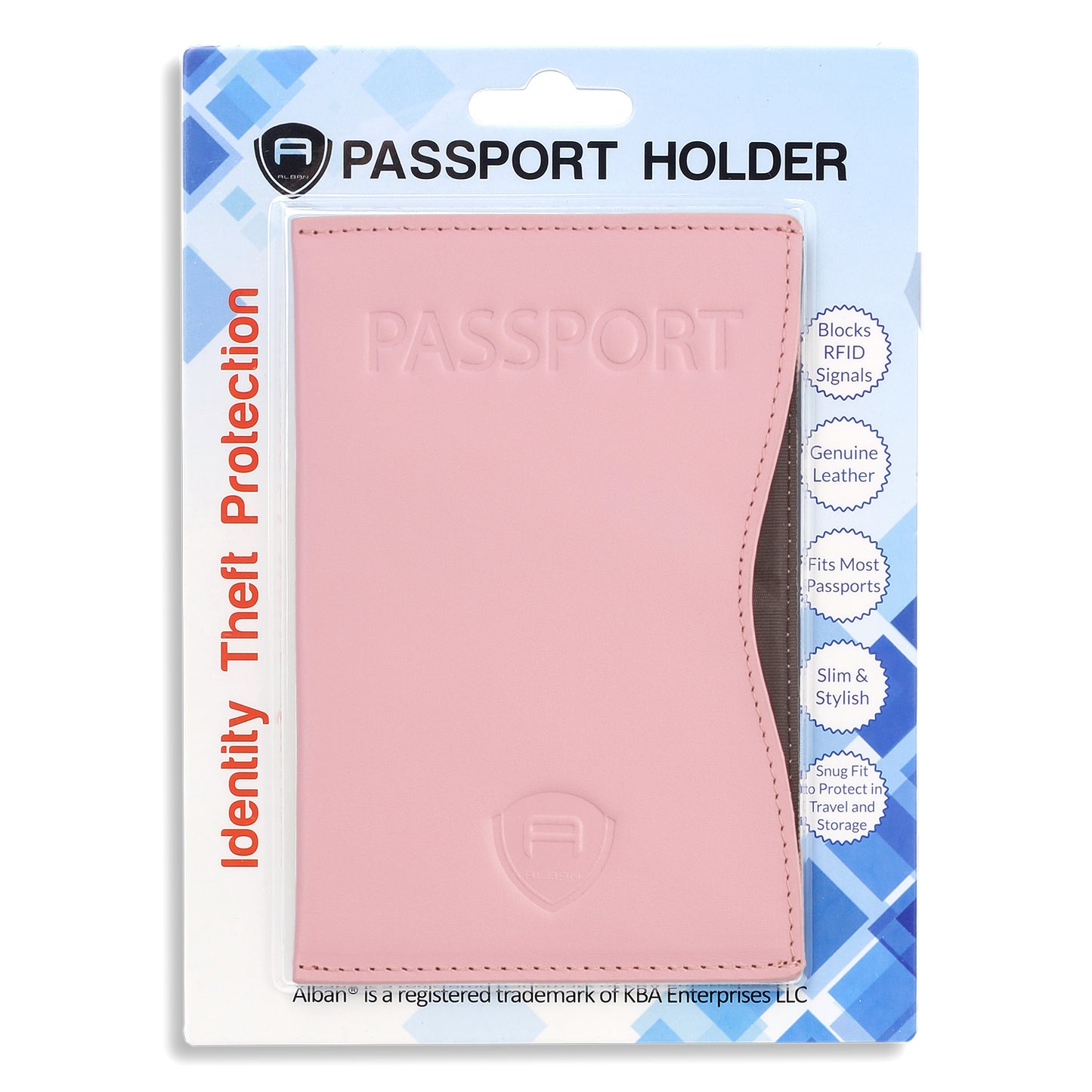 Alban RFID Passport Holder Women Men RFID Blocking Travel Passport Wallet Case Genuine Pink Leather Passport Cover porta pasaporte