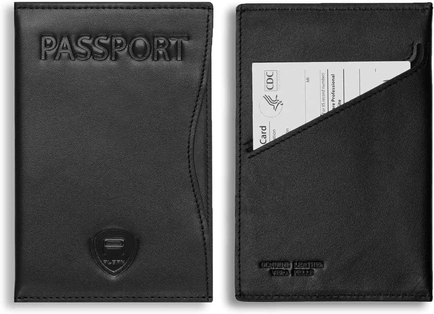 Alban RFID Passport Holder Women Men RFID Blocking Travel Passport Wallet Case Genuine Ebony Black Leather Passport Cover porta pasaporte
