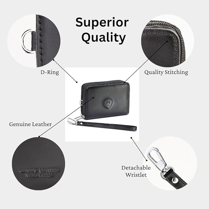 Alban Genuine Leather RFID Protection Credit Card Accordion Wallet (Black)