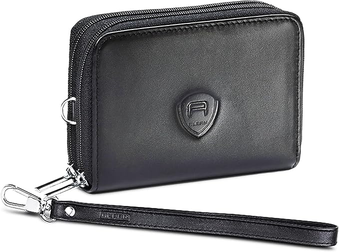 Alban Genuine Leather RFID Protection Credit Card Accordion Wallet (Black)