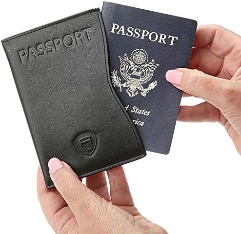 Alban RFID Passport Holder Women Men RFID Blocking Travel Passport Wallet Case Genuine Ebony Black Leather Passport Cover porta pasaporte