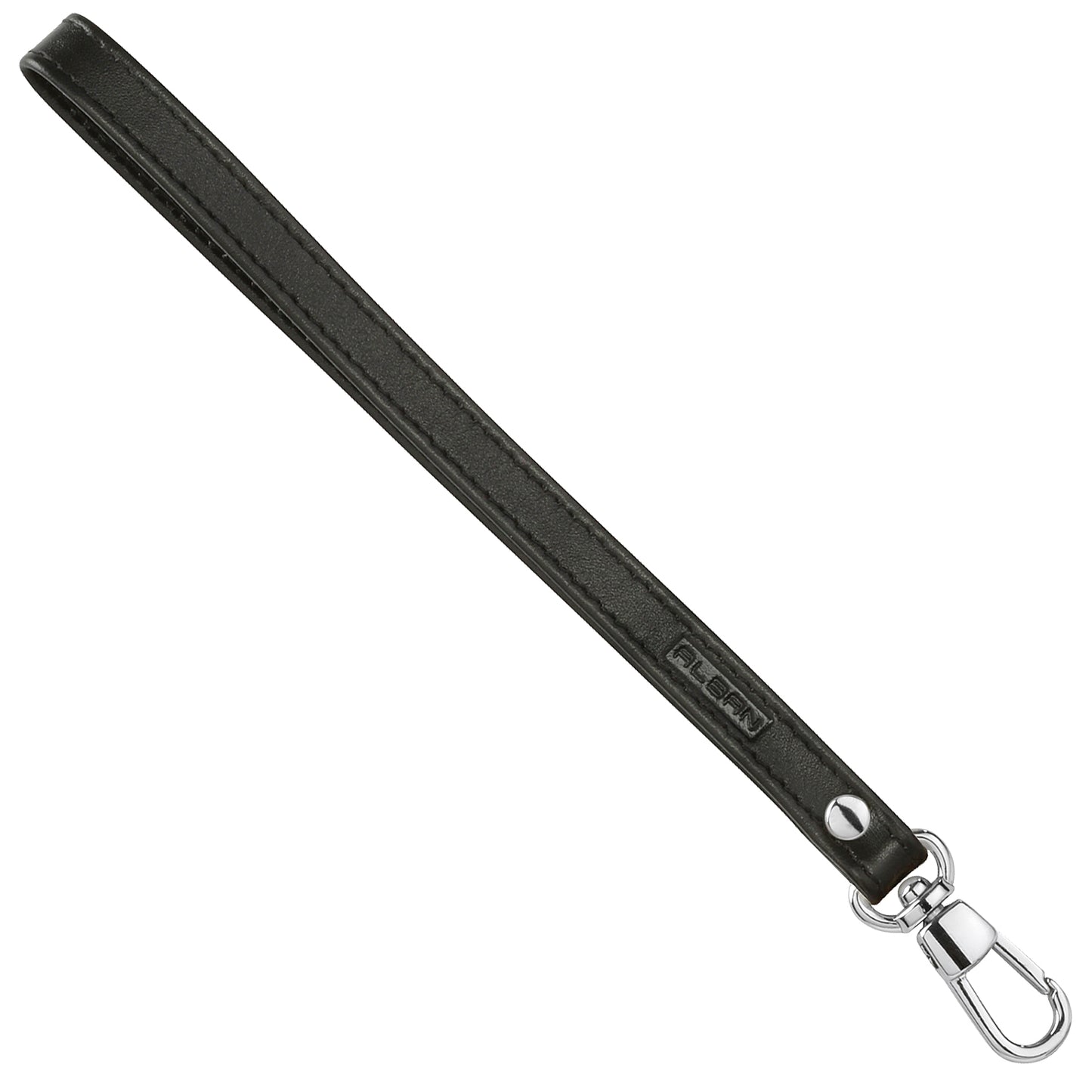 Alban Leather Wrist Strap for Wallet, Clutch, Keys, Wristlet Purse, Keychain for Women and Men - Genuine Black Leather Strap with Silver Metal Clasp