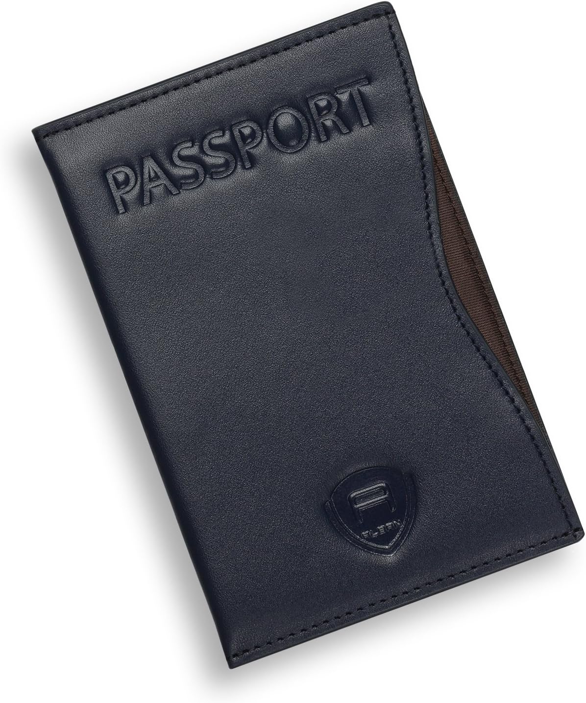 Alban RFID Passport Holder Women Men RFID Blocking Travel Passport Wallet Case Genuine Navy Blue Leather Passport Cover porta pasaporte