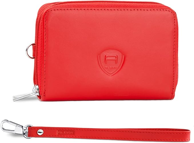 Alban Genuine Leather RFID Protection Credit Card Accordion Wallet (Red)