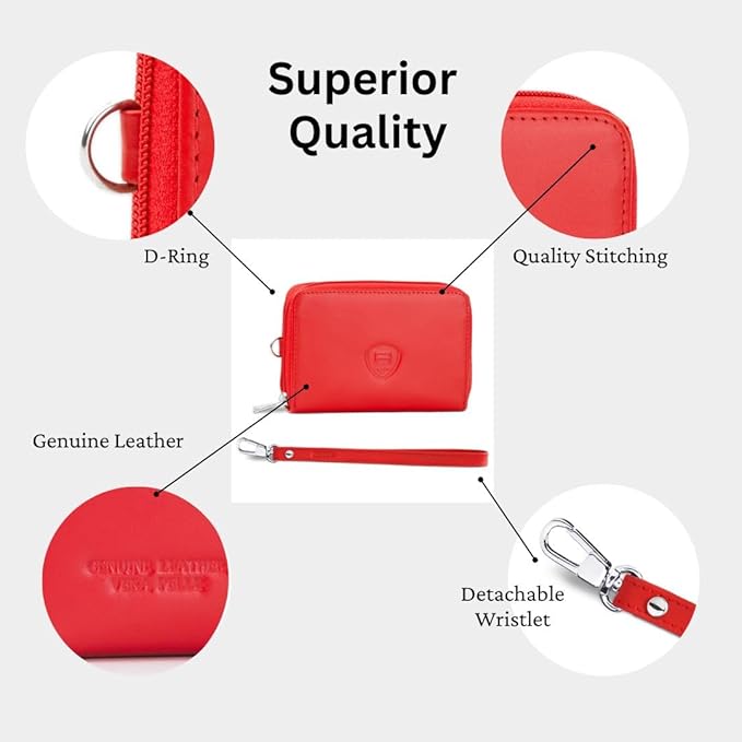 Alban Genuine Leather RFID Protection Credit Card Accordion Wallet (Red)