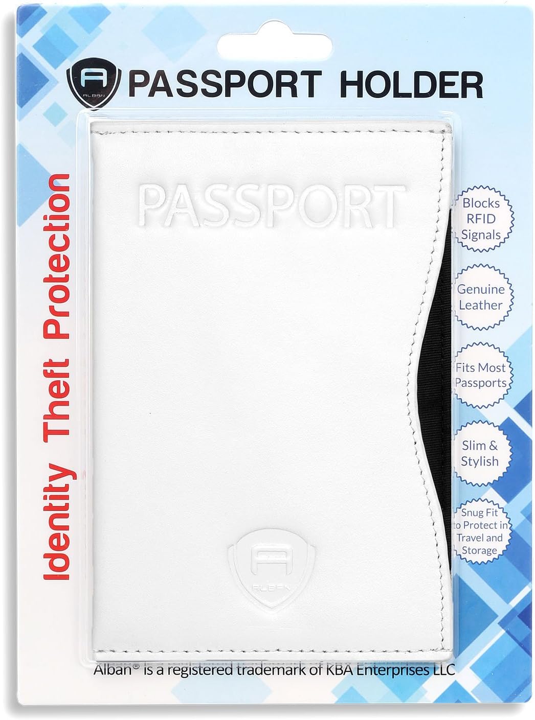 Alban RFID Passport Holder Women Men RFID Blocking Travel Passport Wallet Case Genuine White Leather Passport Cover porta pasaporte