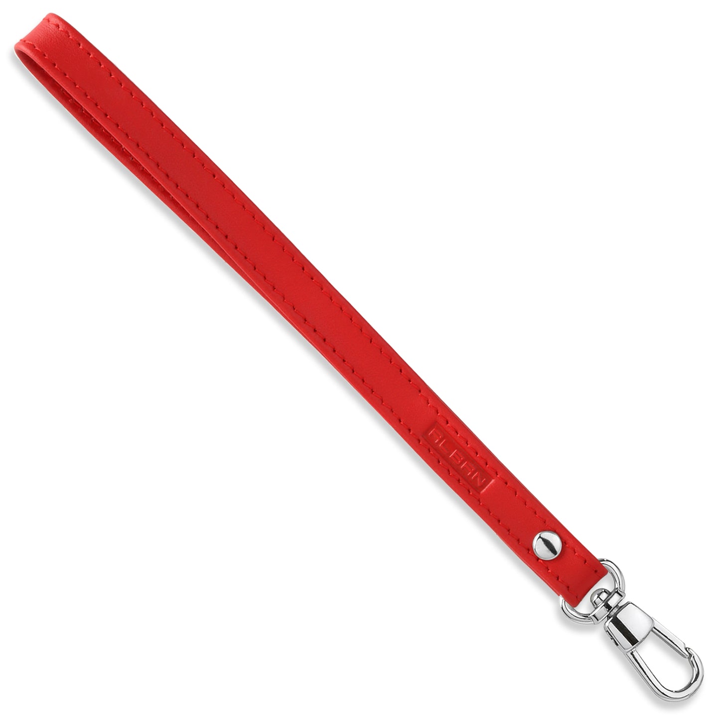 Alban Leather Wrist Strap for Wallet, Clutch, Keys, Wristlet Purse, Keychain for Women and Men - Genuine Red Leather Strap with Silver Metal Clasp