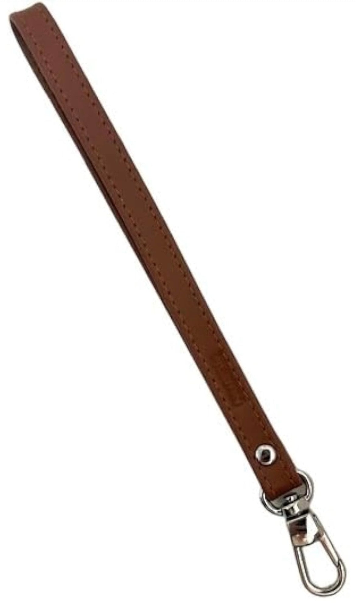 Alban Leather Wrist Strap for Wallet, Clutch, Keys, Wristlet Purse, Keychain for Women and Men - Genuine Brown Leather Strap with Silver Metal Clasp