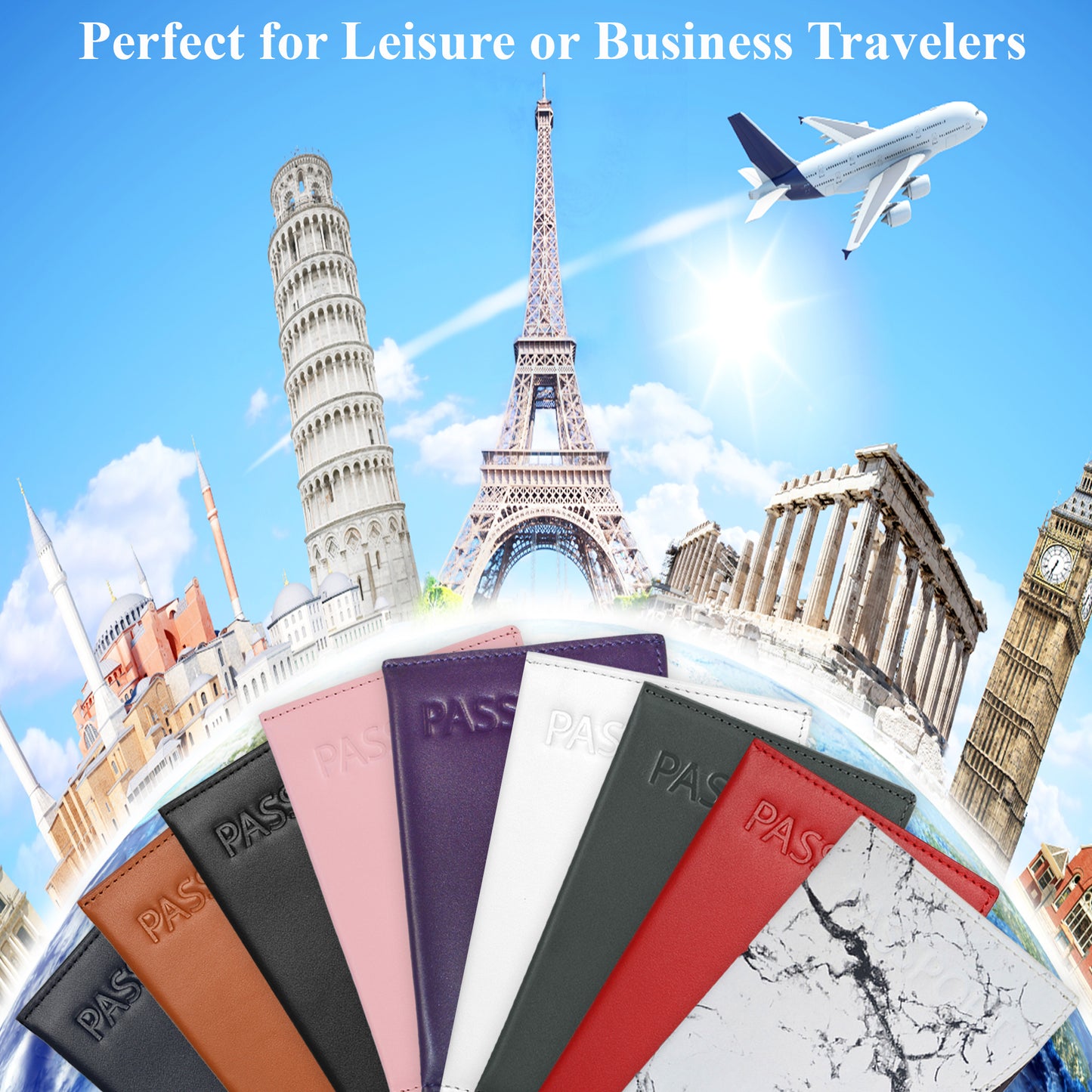 Alban RFID Passport Holder Women Men RFID Blocking Travel Passport Wallet Case Genuine Ebony Black Leather Passport Cover porta pasaporte