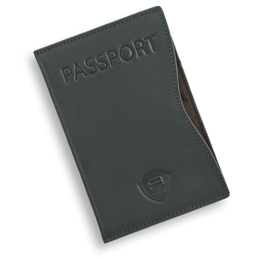 Alban RFID Passport Holder Women Men RFID Blocking Travel Passport Wallet Case Genuine Gray Leather Passport Cover porta pasaporte
