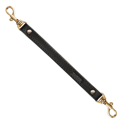 Alban Leather 2-Clip Strap for Wallet, Clutch, Wristlet Purse, Keys, Keychain for Women and Men - Black Genuine Leather Strap with Gold Clasp