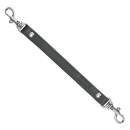 Alban Leather 2-Clip Strap for Wallet, Clutch, Wristlet Purse, Keys, Keychain for Women and Men - Gray Genuine Leather Strap with Silver Clasp
