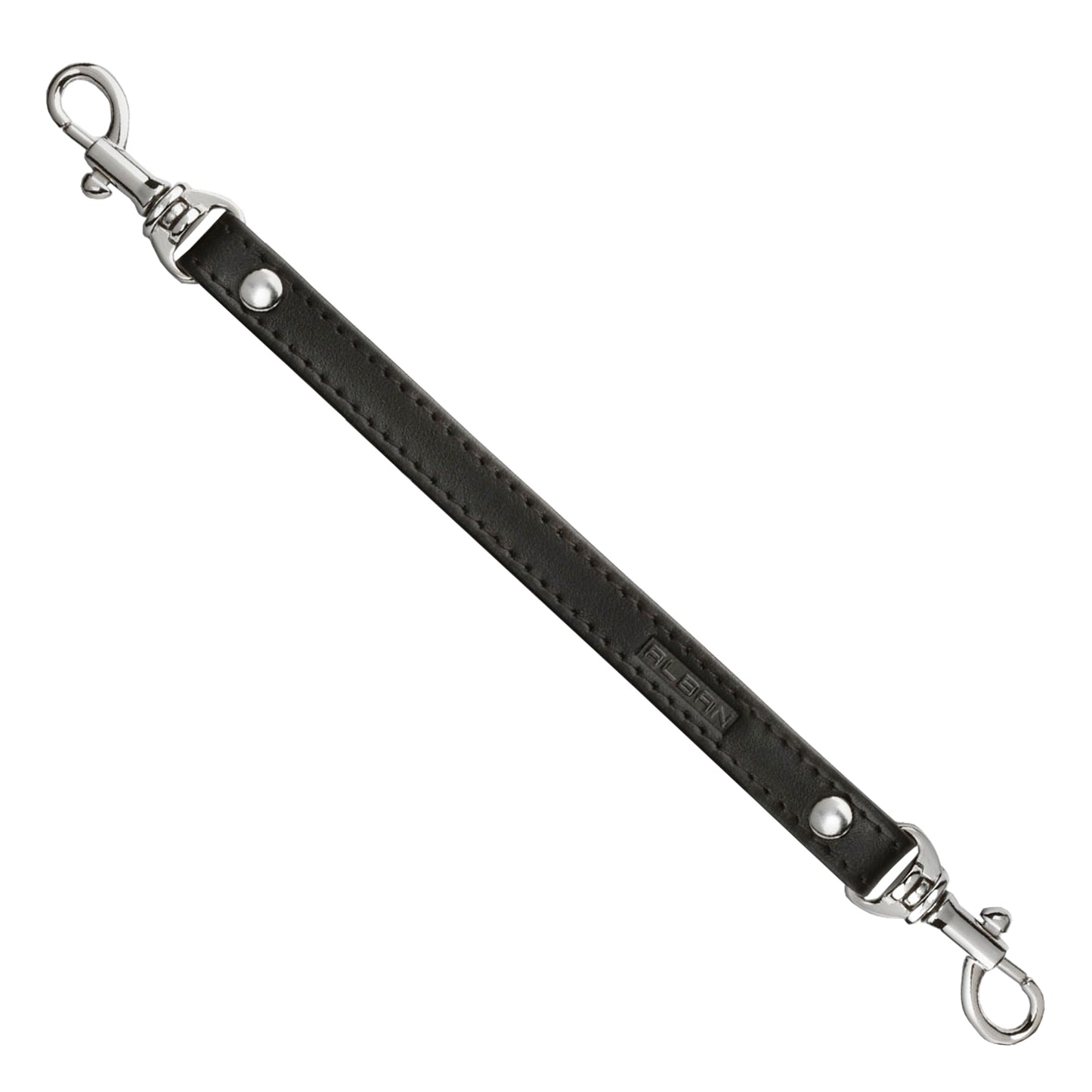 Alban Leather 2-Clip Strap for Wallet, Clutch, Wristlet Purse, Keys, Keychain for Women and Men - Black Genuine Leather Strap with Silver Clasp