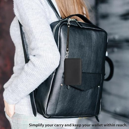 Alban Leather 2-Clip Strap for Wallet, Clutch, Wristlet Purse, Keys, Keychain for Women and Men