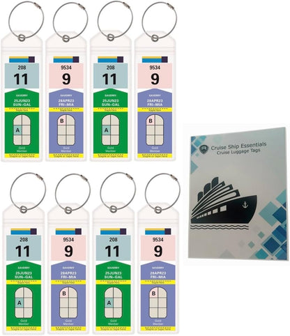 Alban Cruise Ship Essentials - 8 Pack Cruise Luggage Tags, Clear PVC Luggage Tags for E-Tags for Royal Caribbean & Celebrity Cruises (8)