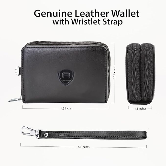 Alban Genuine Leather RFID Protection Credit Card Accordion Wallet (Black)