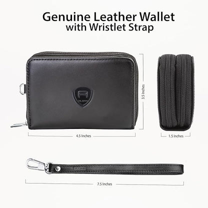 Alban Genuine Leather RFID Protection Credit Card Accordion Wallet (Black)