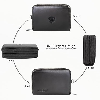 Alban Genuine Leather RFID Protection Credit Card Accordion Wallet (Black)