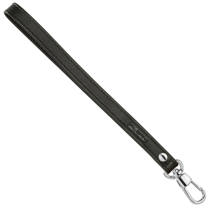 Alban Leather Wrist Strap for Wallet, Clutch, Keys, Wristlet Purse, Keychain for Women and Men - Genuine Black Leather Strap with Silver Metal Clasp