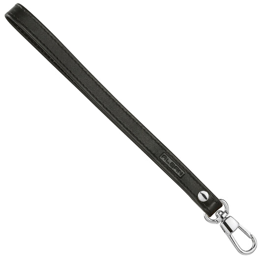 Alban Leather Wrist Strap for Wallet, Clutch, Keys, Wristlet Purse, Keychain for Women and Men - Genuine Black Leather Strap with Silver Metal Clasp