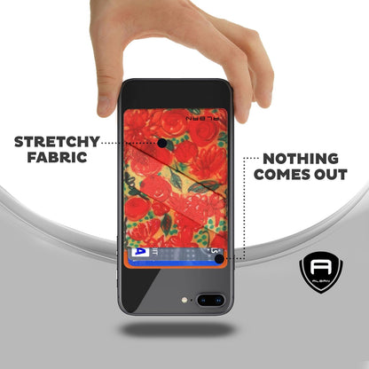 Alban Credit Card Holder Stick on Cell Phone Wallet RFID Blocking with Finger Strap 2 Pack (Orange Floral)