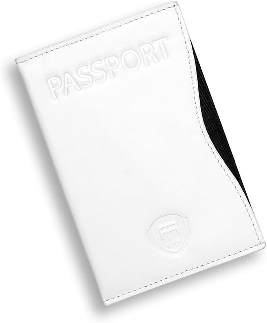 Alban RFID Passport Holder Women Men RFID Blocking Travel Passport Wallet Case Genuine White Leather Passport Cover porta pasaporte
