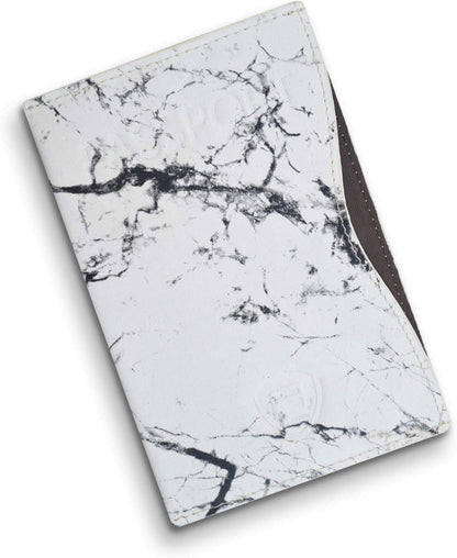 Alban RFID Passport Holder Women Men RFID Blocking Travel Passport Wallet Case Genuine White Marble Leather Passport Cover porta pasaporte