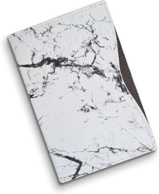 Alban RFID Passport Holder Women Men RFID Blocking Travel Passport Wallet Case Genuine White Marble Leather Passport Cover porta pasaporte