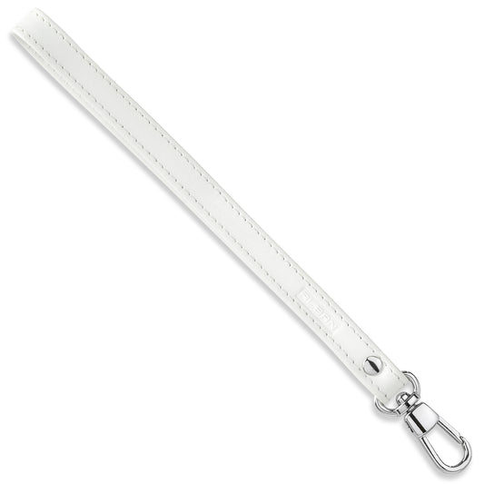 Alban Leather Wrist Strap for Wallet, Clutch, Keys, Wristlet Purse, Keychain for Women and Men - Genuine White Leather Strap with Silver Metal Clasp