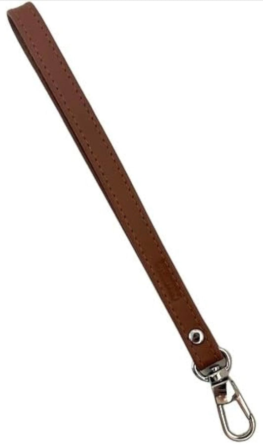 Alban Leather Wrist Strap for Wallet, Clutch, Keys, Wristlet Purse, Keychain for Women and Men - Genuine Brown Leather Strap with Silver Metal Clasp