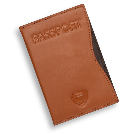 Alban RFID Passport Holder Women Men RFID Blocking Travel Passport Wallet Case Genuine Brown Leather Passport Cover porta pasaporte