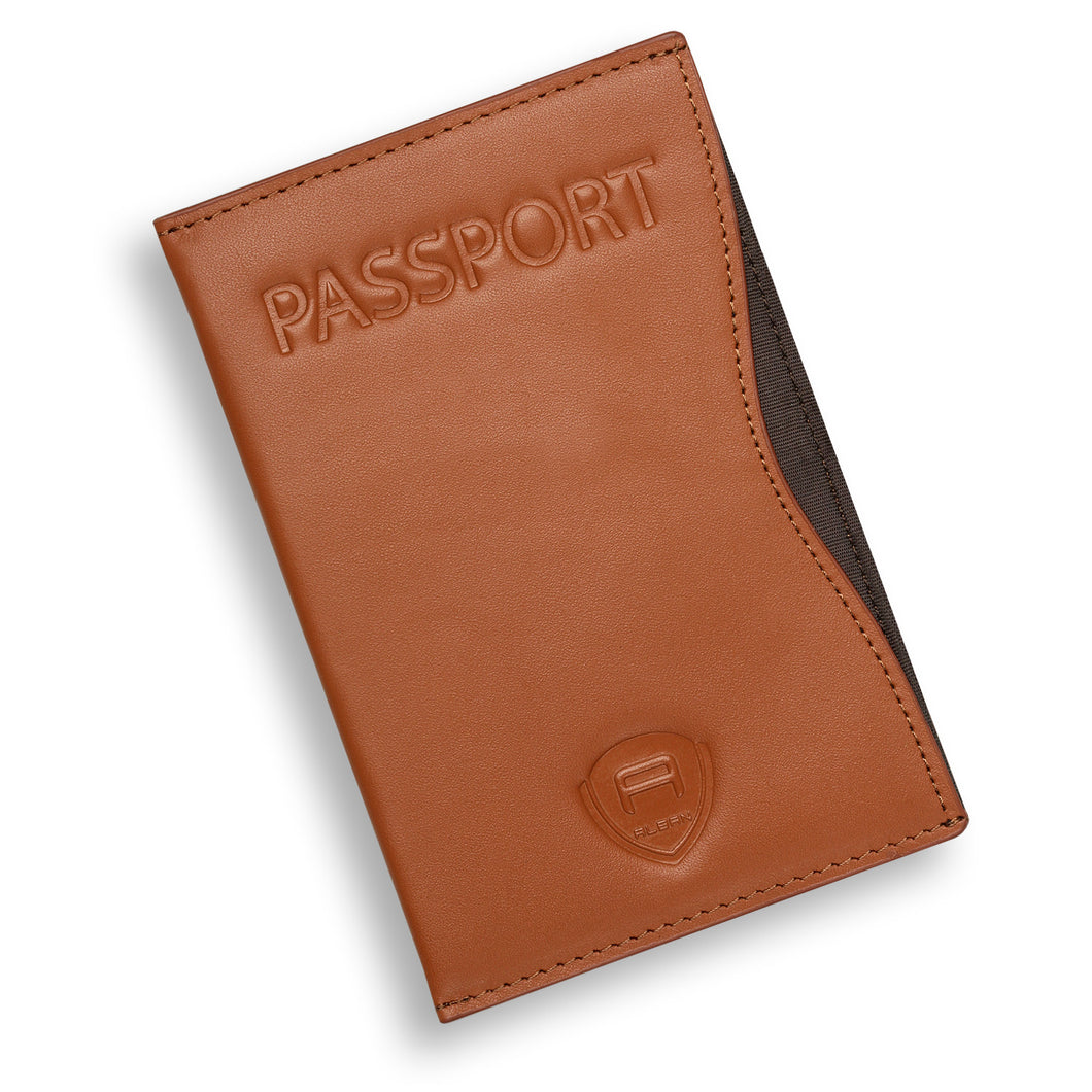 Alban Leather Passport Holder with Boarding Pass Slot RFID Blocking - Alban Gifts